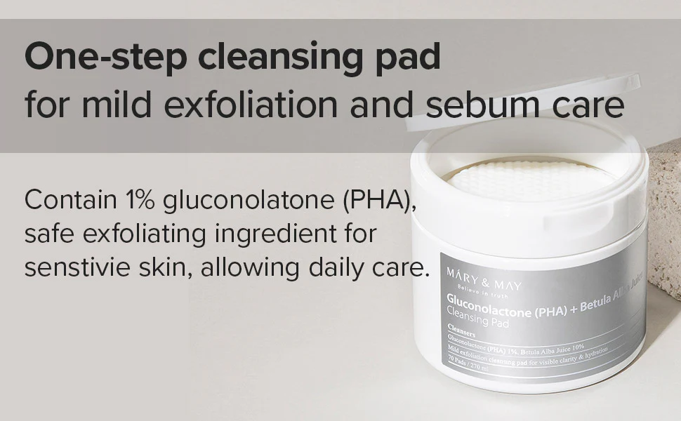 Mary&May Gluconolactone (PHA)+Betula Alba Juice Cleansing Pad - Purifying and Peeling Pads - 70pcs - Image 2