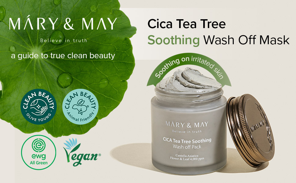 Mary&May CICA Tea Tree Soothing Wash off Pack - Clay Mask - 125g - Image 2