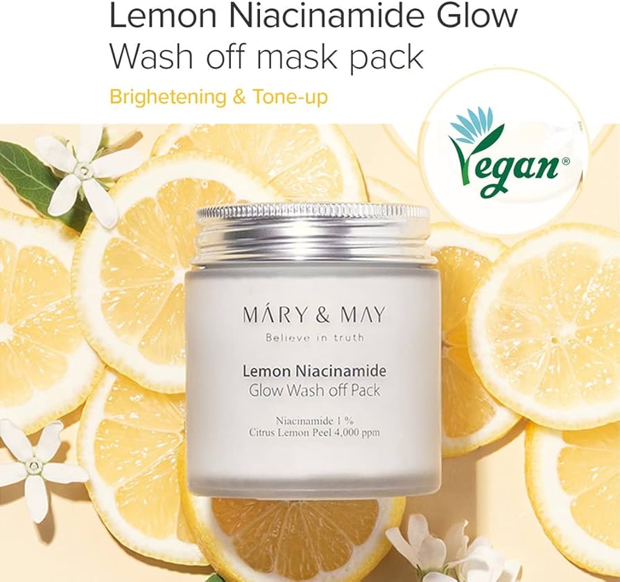 Mary&May Lemon Niacinamide Glow Wash off Pack - Clay Brightening Mask - 125g - Image 2