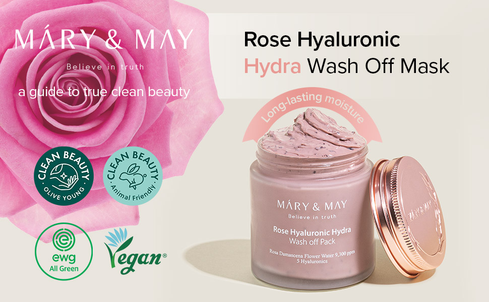 Mary&May Rose Hyaluronic Hydra Wash off Pack - Moisturizing Mask with Clay - 125g - Image 2