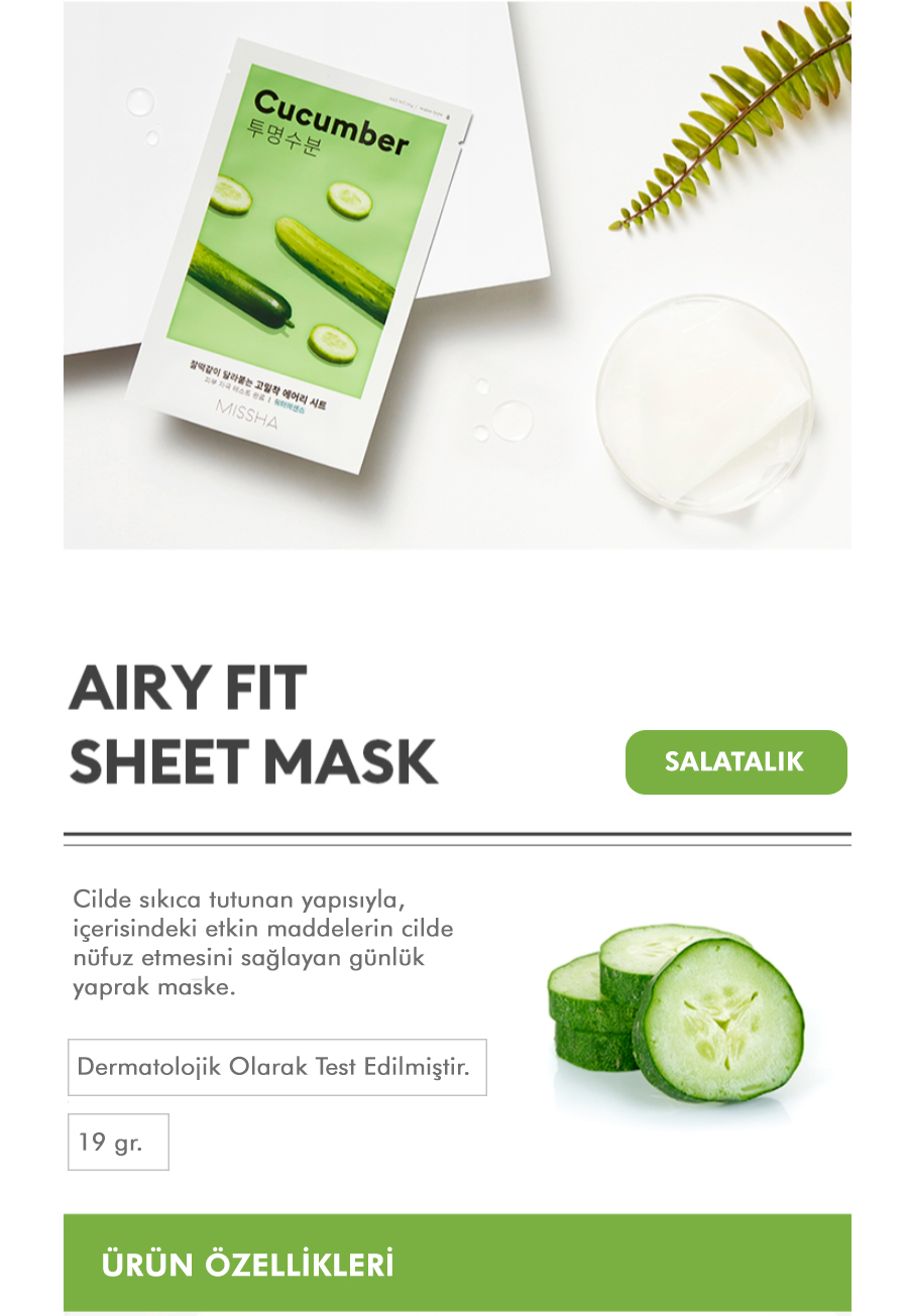 MISSHA Airy Fit Sheet Mask (Cucumber) 19gr - Image 2