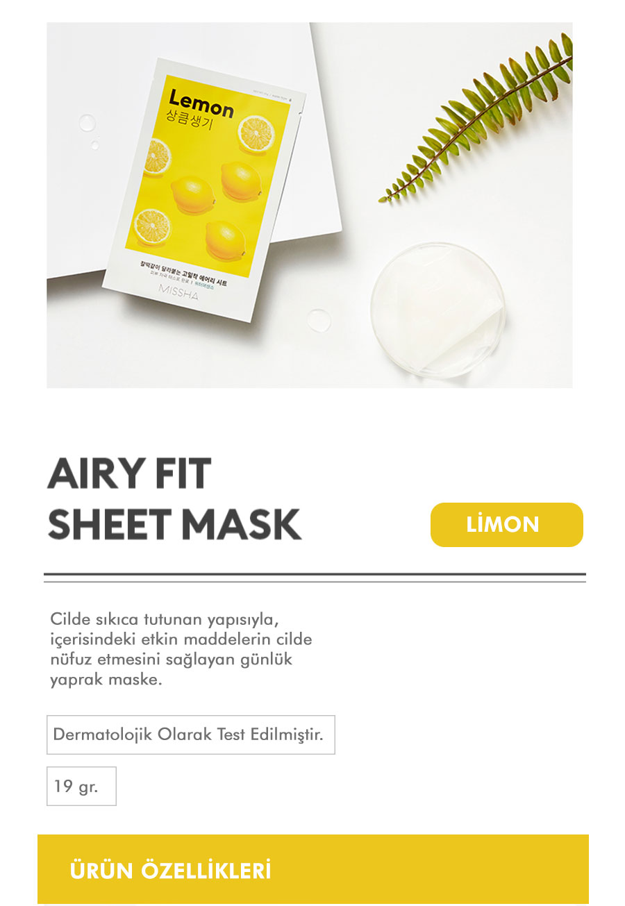 MISSHA Airy Fit Sheet Mask (Lemon) 19gr - Image 2