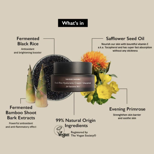 HaruHaru - Black Rice Hyaluronic Cream Unsecented 50ml - Image 2