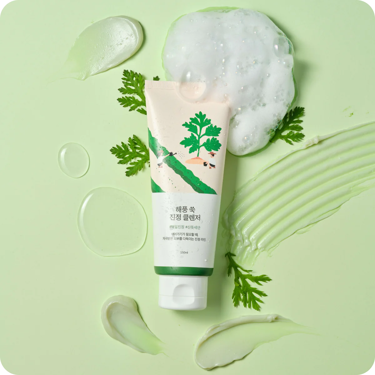 Round Lab - Mugwort Calming Cleanser - Moisturizing and Soothing Face Wash Gel - 150ml - Image 2