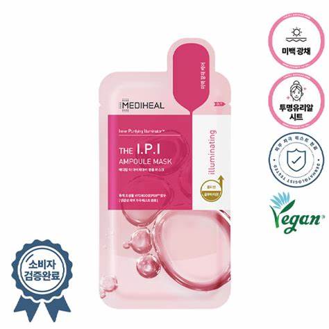 Mediheal The I.P.I Brightening Ampoule Mask – Μάσκα λάμψης με 3% νιασιναμίδη, μανδελικό, γλουταθειονη