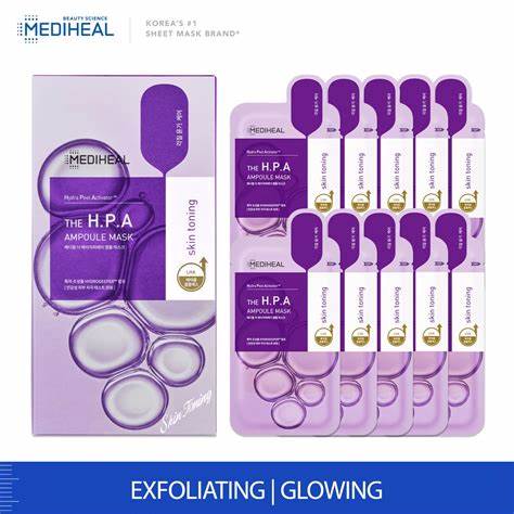 Mediheal The H.P.A Glowing Ampoule Mask – Μάσκα ομορφιάς με απολεπιστικές ιδιότητες για λαμπερό, λείο δέρμα - Image 2