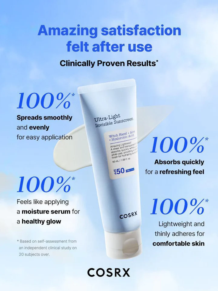 Cosrx - Ultra - Light Invisible Sunscreen SPF50+/PA++++ - Light Moisturizing Sunscreen - 50ml - Image 2