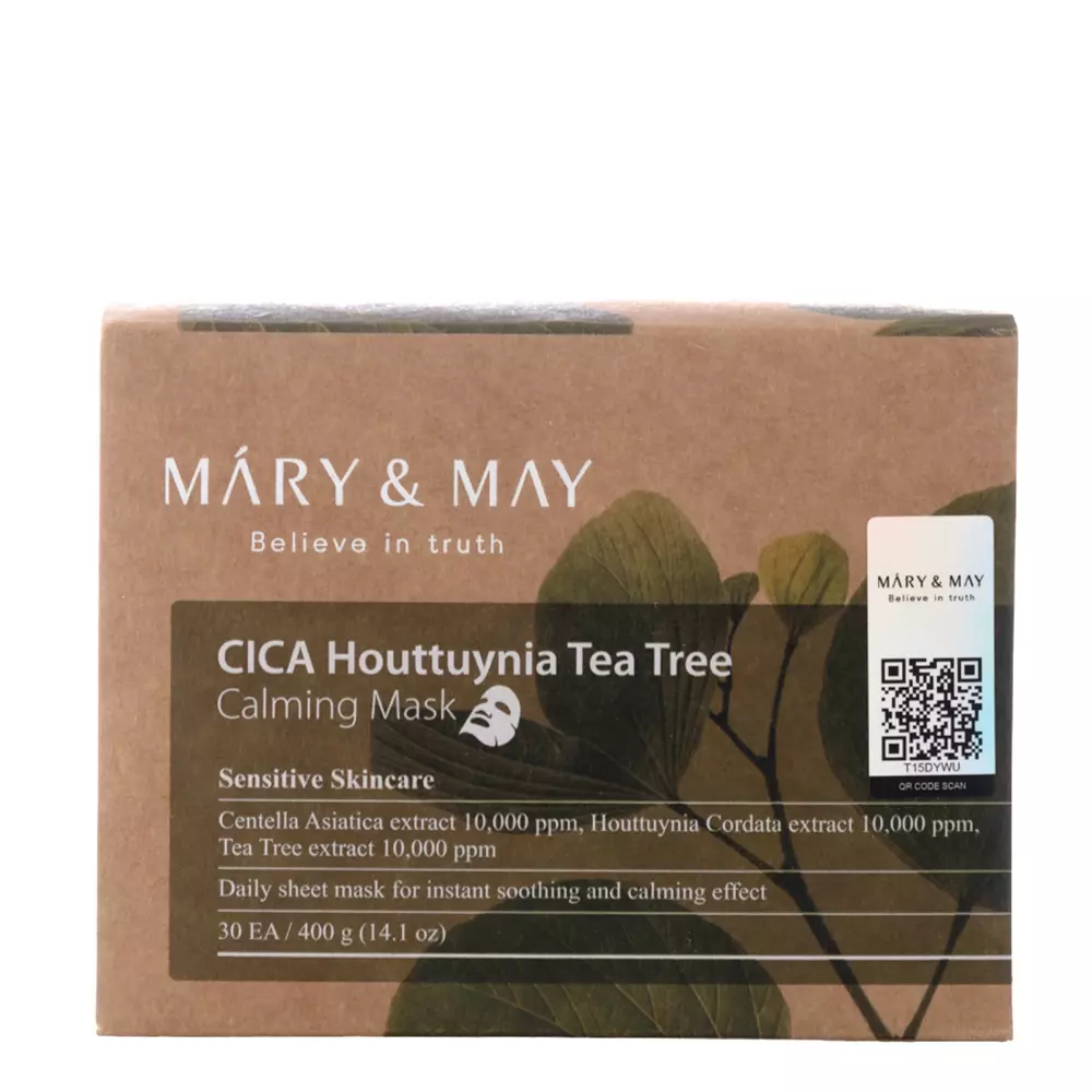 Mary&May Cica Houttuynia Tea Tree Calming Mask - Soothing Face Mask Set - 30pcs - Image 2