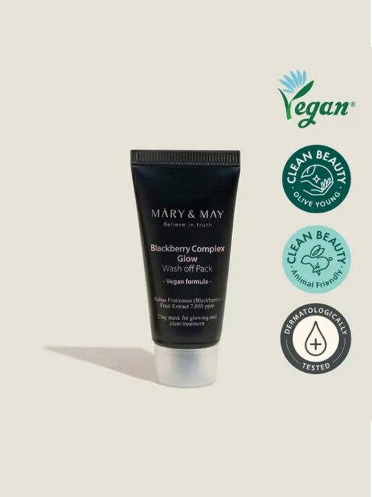 Mary&May Vegan Blackberry Complex Glow Wash off Pack - Illuminating Clay Mask - 30g - Image 3