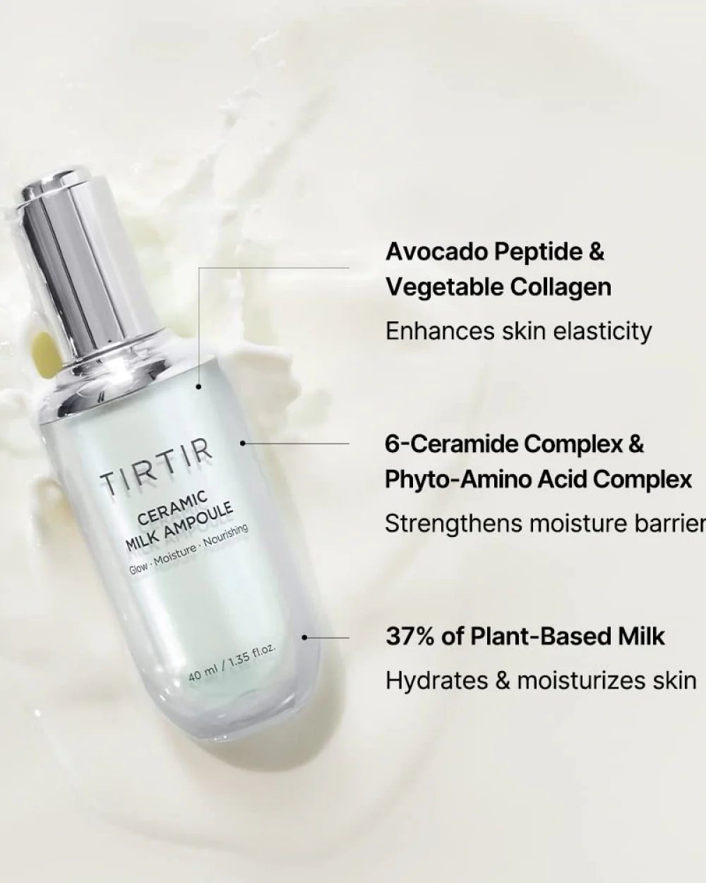 Tirtir - Ceramic Milk Ampoule - Strongly Moisturizing Facial Ampoule - 40ml - Image 2