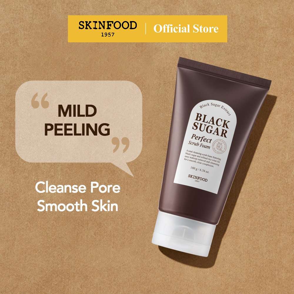 SKINFOOD Black Sugar Perfect Scrub Foam αφρός απολέπισης με κόκκους μαύρης ζάχαρης 180g - Image 3