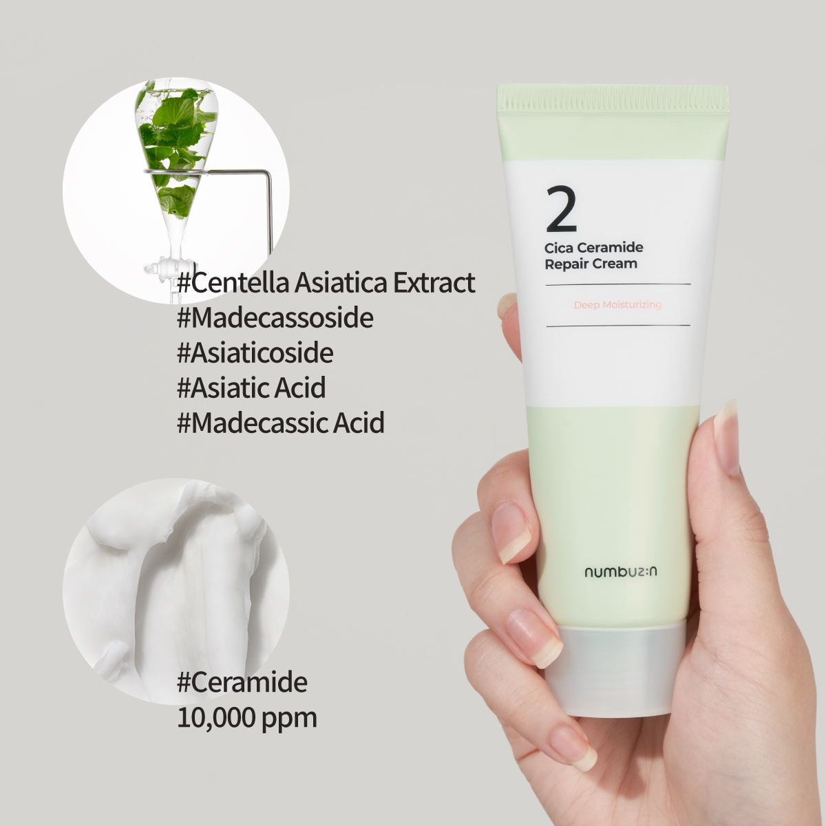 Numbuzin - No.2 - Cica Ceramide Repair Cream - 60ml - Image 2