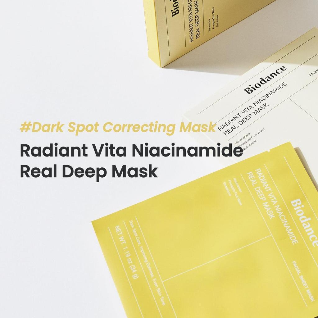 Biodance - Radiant Vita Niacinamide Real Deep Mask - Illuminating Face Mask - 1pc/34g - Image 2