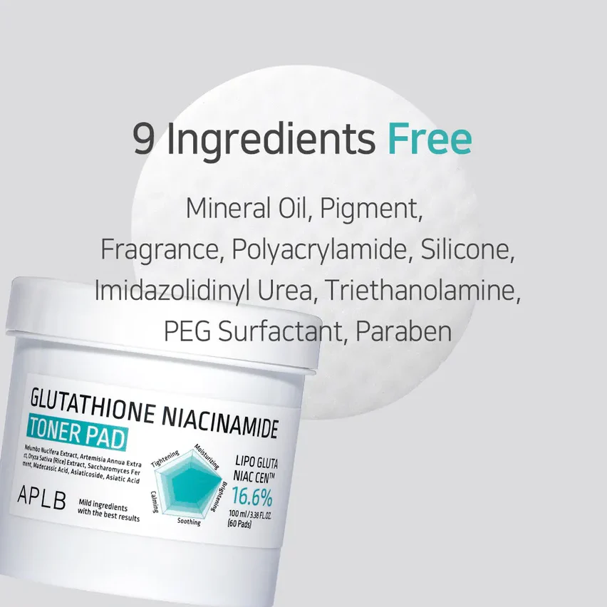 APLB - Glutathione Niacinamide Toner Pad - Brightening Face Pads - 60pcs/100ml - Image 2