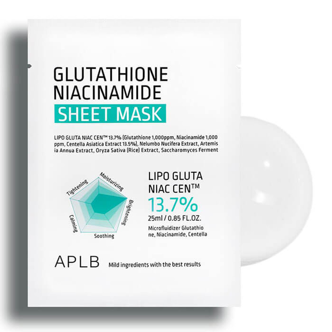 APLB - Glutathione Niacinamide Sheet Mask Set - Brightening Face Mask Set - 10x25ml