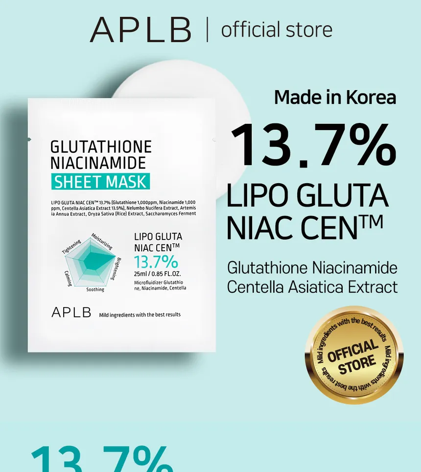 APLB - Glutathione Niacinamide Sheet Mask Set - Brightening Face Mask Set - 10x25ml - Image 3
