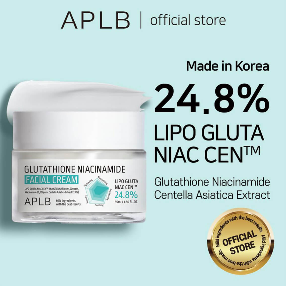 APLB - Glutathione Niacinamide Facial Cream - Brightening Facial Cream - 55ml - Image 2