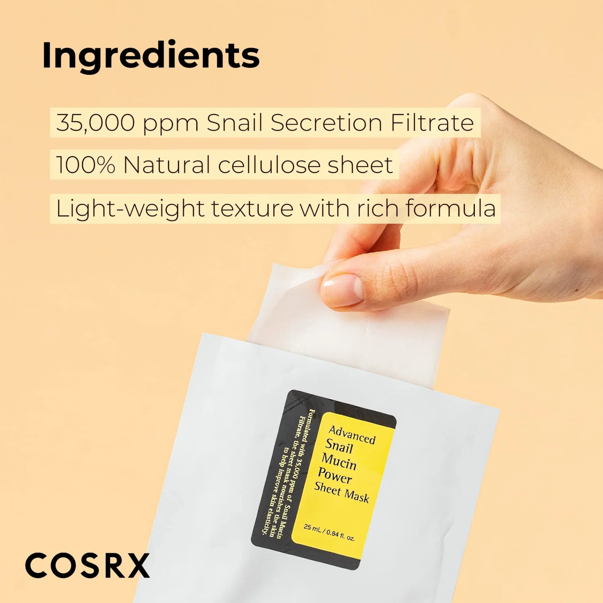 COSRX - Advanced Snail Mucin Power Essence Sheet Mask - 25ml - Image 3