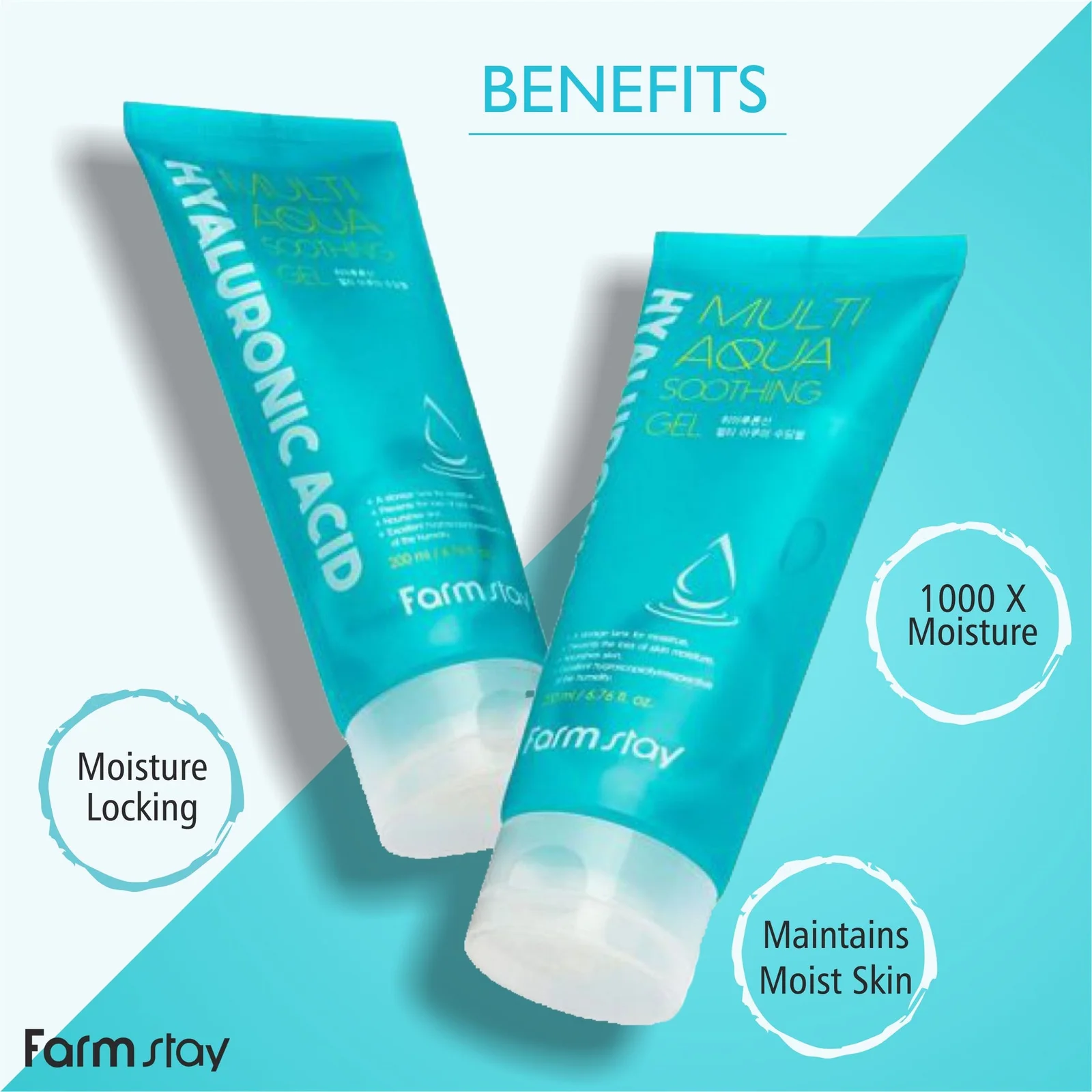 FARMSTAY HYALURONIC ACID MULTI Aqua SOOTHING Gel, 200 ml - Image 3