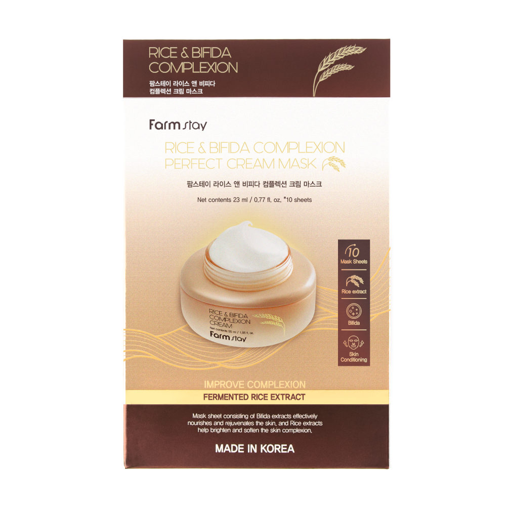 FARMSTAY Rice & Bifida Complexion Cream Mask, 10 x 23 ml