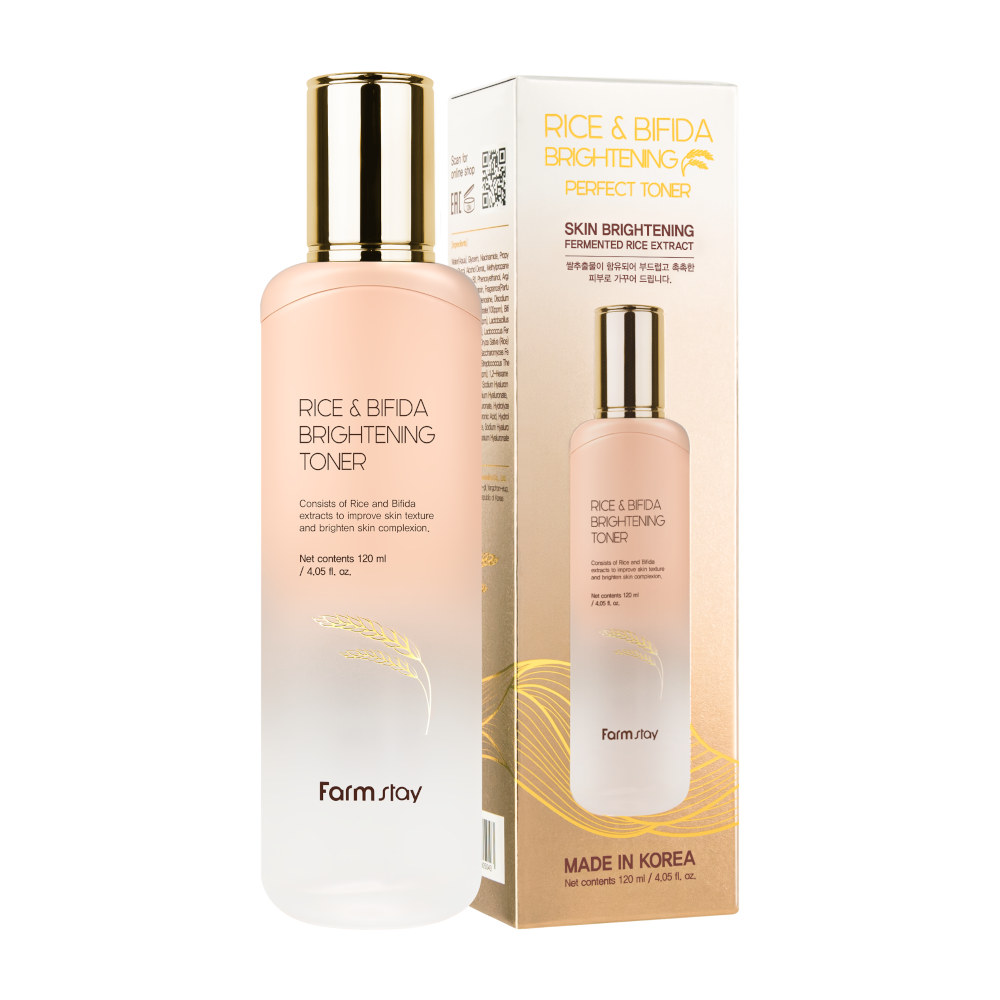 FARMSTAY RICE & BIFIDA Brightening Toner, 120 ml