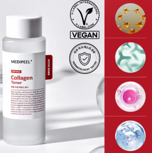 MEDI PEEL Red Lacto Collagen Soothing Essence Toner 200ml - Image 2