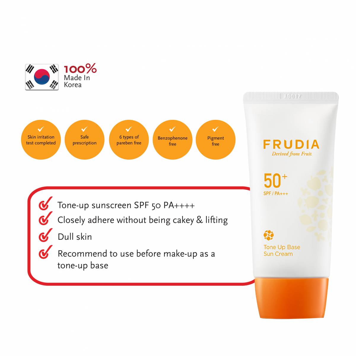 FRUDIA Tone Up Base Sun Cream SPF50+ 50ml - Image 2