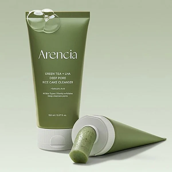Arencia - Green Tea + LHA Deep Pore RIice Cake Cleanser - Face wash gel with Green Tea - 150ml