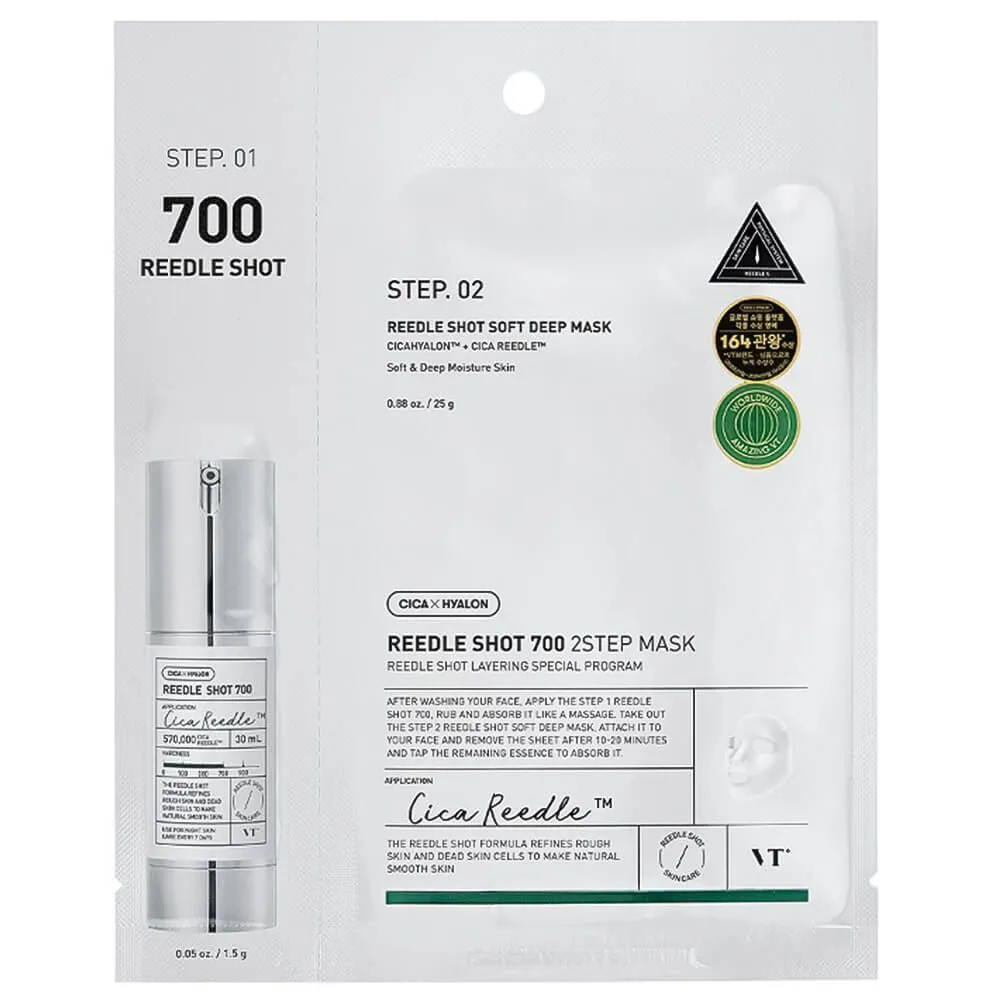 VT Cosmetics - Reedle Shot 700 2Step Mask - Firming Face Mask in a Sheet - 1.5g+25g - Image 2