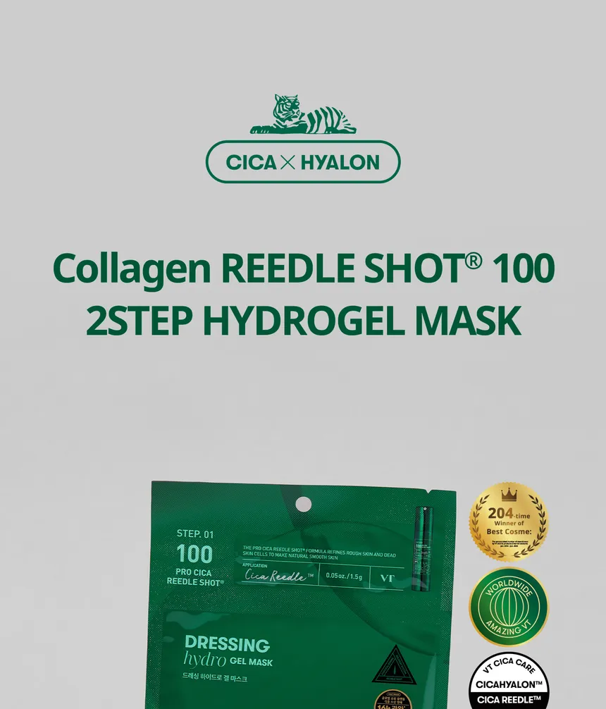 VT Cosmetics - Pro Cica Reedle Shot 100 2Step Hydrogel Mask - Soothing Hydrogel Face Mask - 1.5g+33g - Image 2