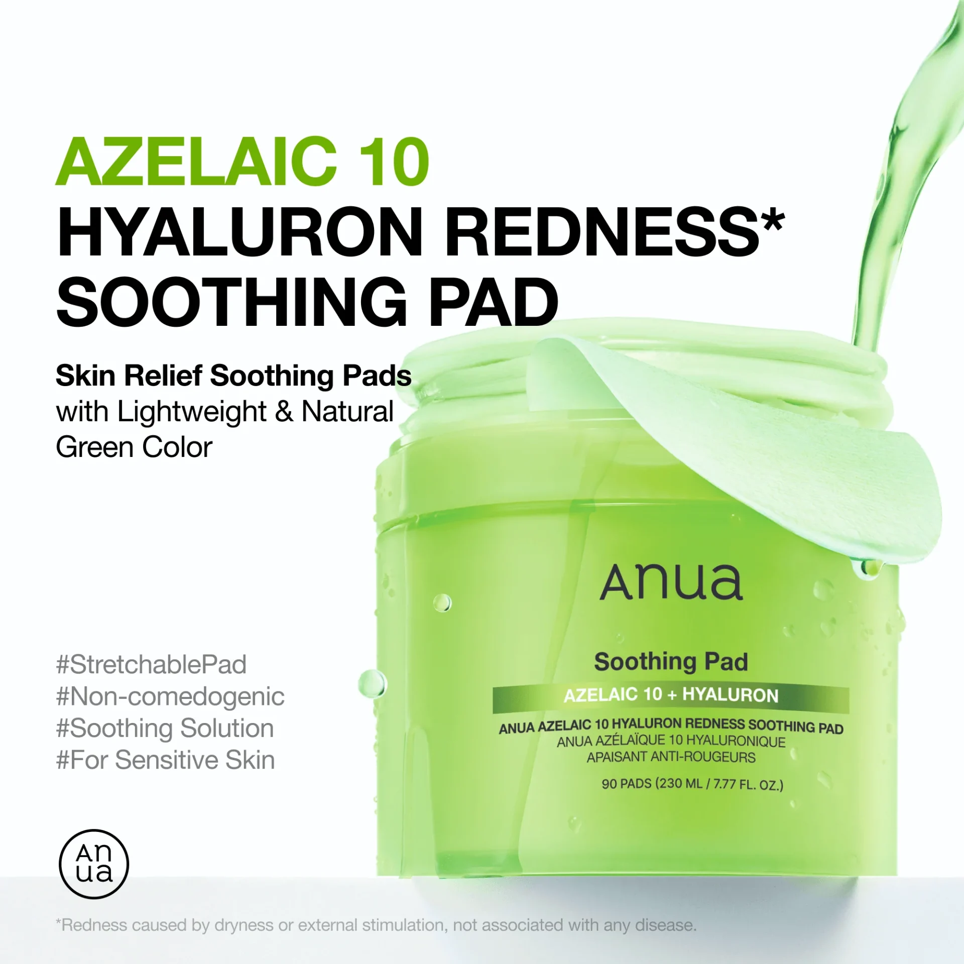 Anua – Azelaic Acid 10 Hyaluron Redness Soothing Pad 230ml (90ea) - Image 4