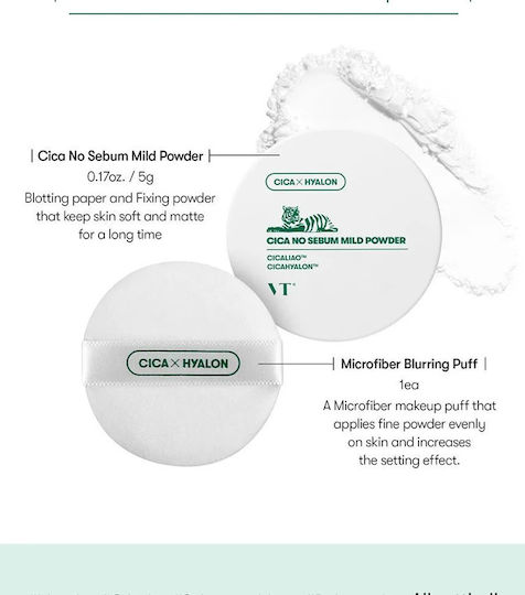 VT Cosmetics - Cica No-Sebum Mild Powder - Mattifying Face Powder - 5g - Image 3
