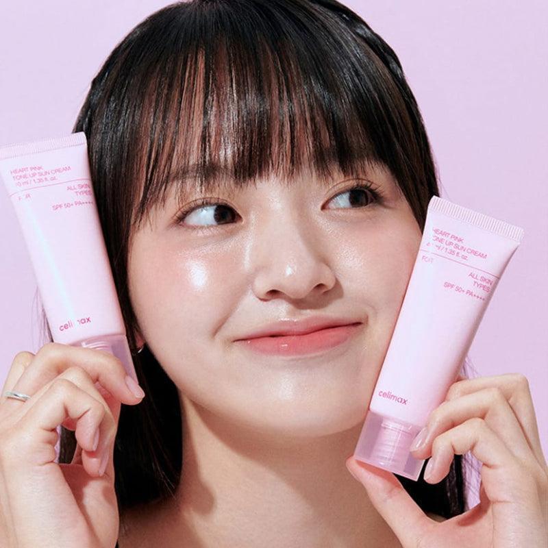 Celimax - Heart Pink Tone Up Sun Cream SPF 50+ PA++++ - Moisturizing Filter Cream - 40ml - Image 2
