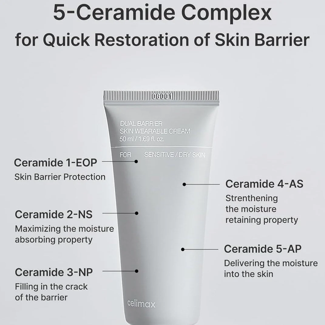 Celimax - Dual Barrier Skin Wearable Cream - Lightweight Face Cream with Ceramides - 50ml - Image 3