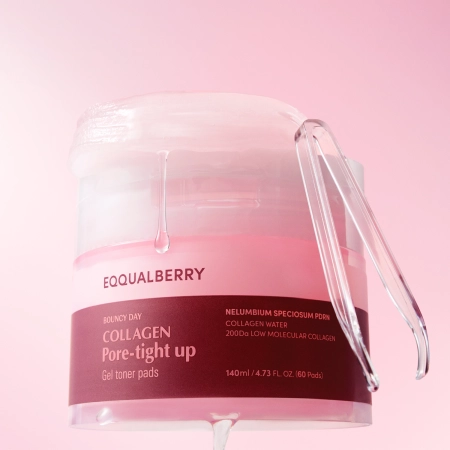 EQQUALBERRY - Collagen Pore Tight Up Gel Toner Pad - Facial Pads Shrinks pores - 60pcs/140ml - Image 2