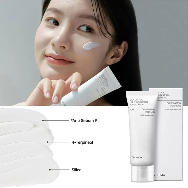 Celimax - Oil Control Light Sunscreen SPF50+ PA++++ - Sebum Regulating Cream with Filter - 40ml - Image 4