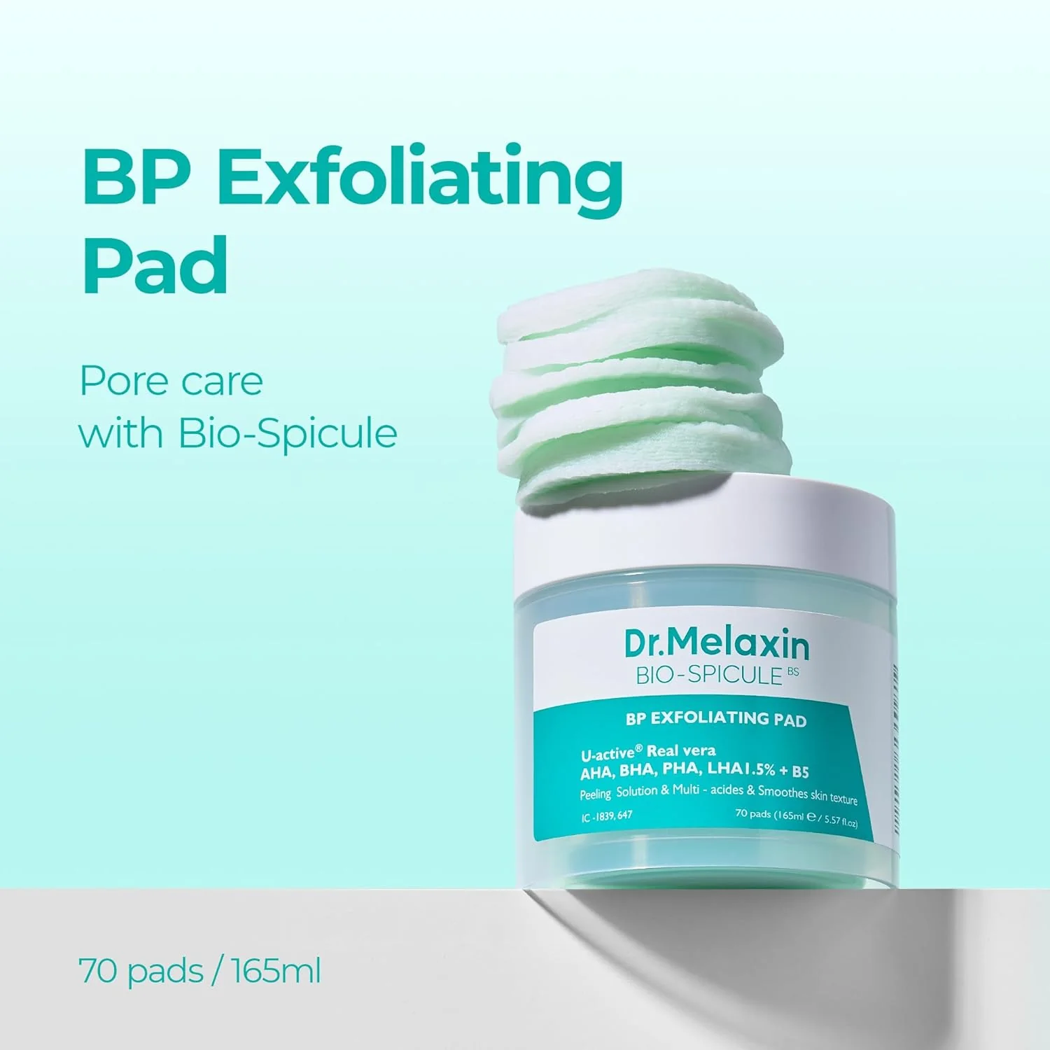 Dr.Melaxin – BP Pore Exfoliating, 165ml, 70pads