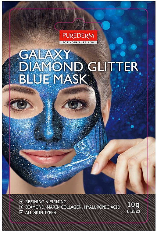 PUREDERM Galaxy Diamond Glitter BLUE Mask, 10 g
