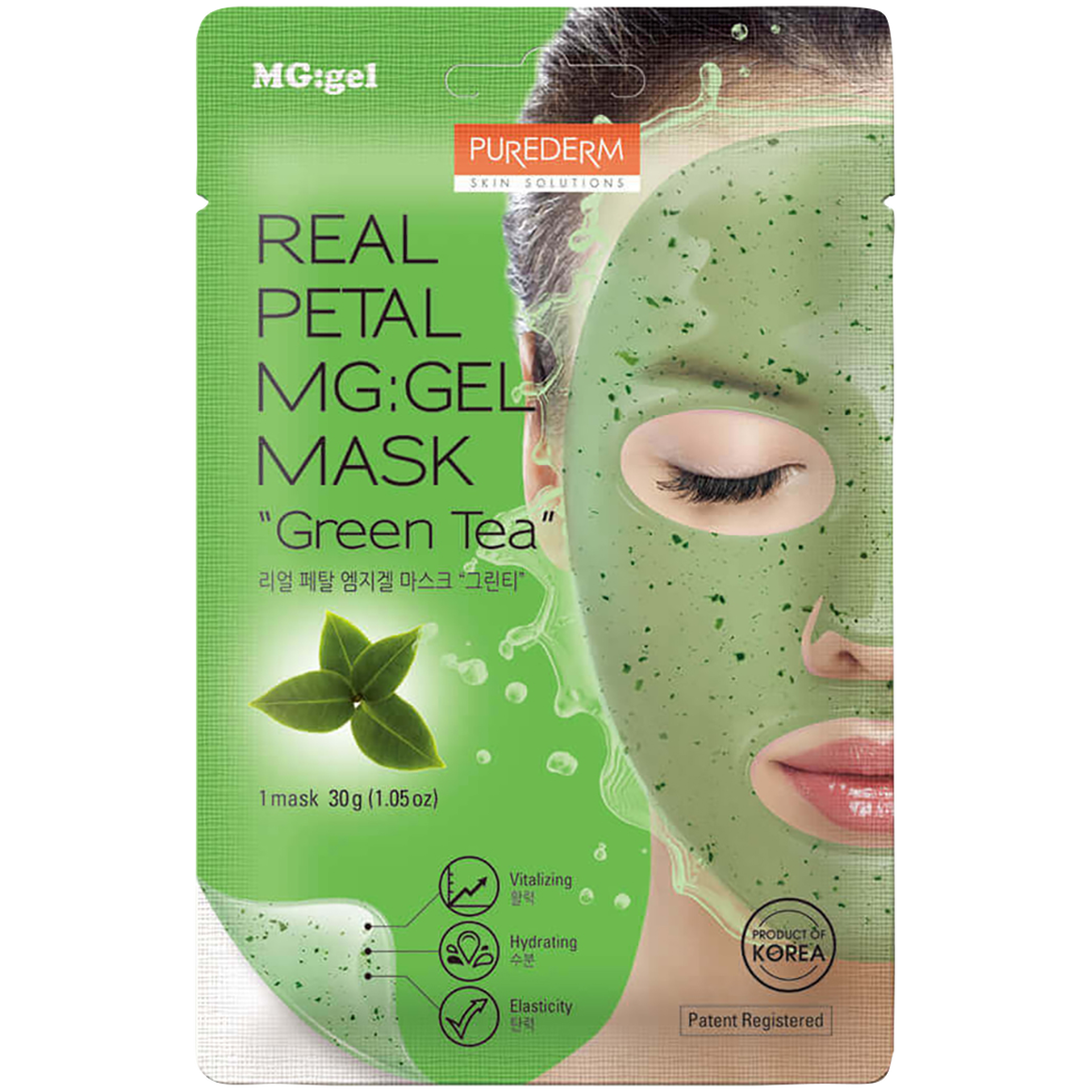 PUREDERM Real Petal MG:Gel Mask GREEN TEA, 30 ml