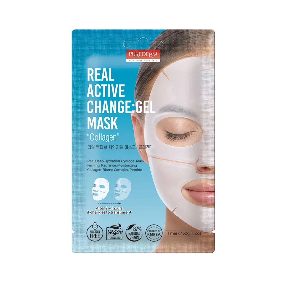 PUREDERM Real Active Change Gel Mask Collagen, 32 g
