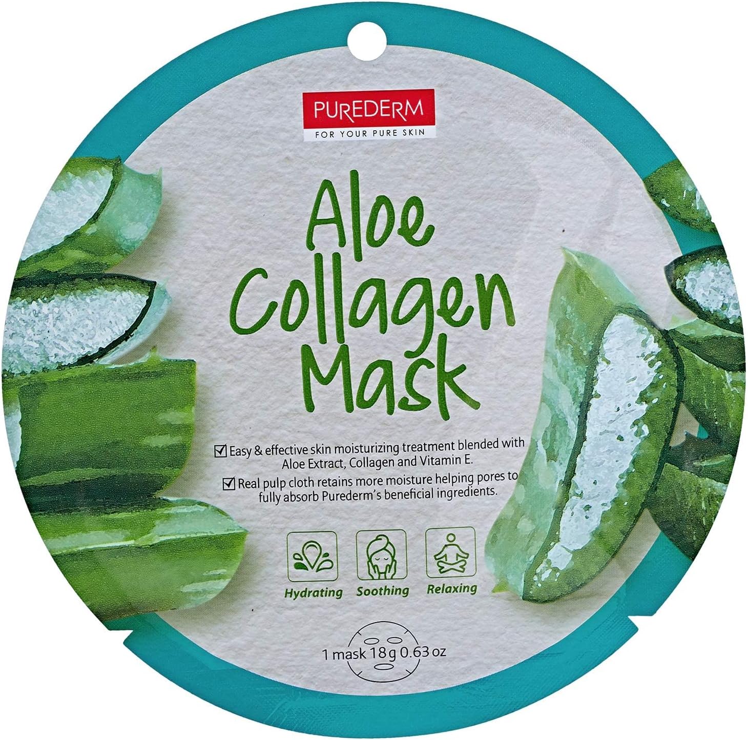 PUREDERM ALOE Collagen Mask (Circle),18 g