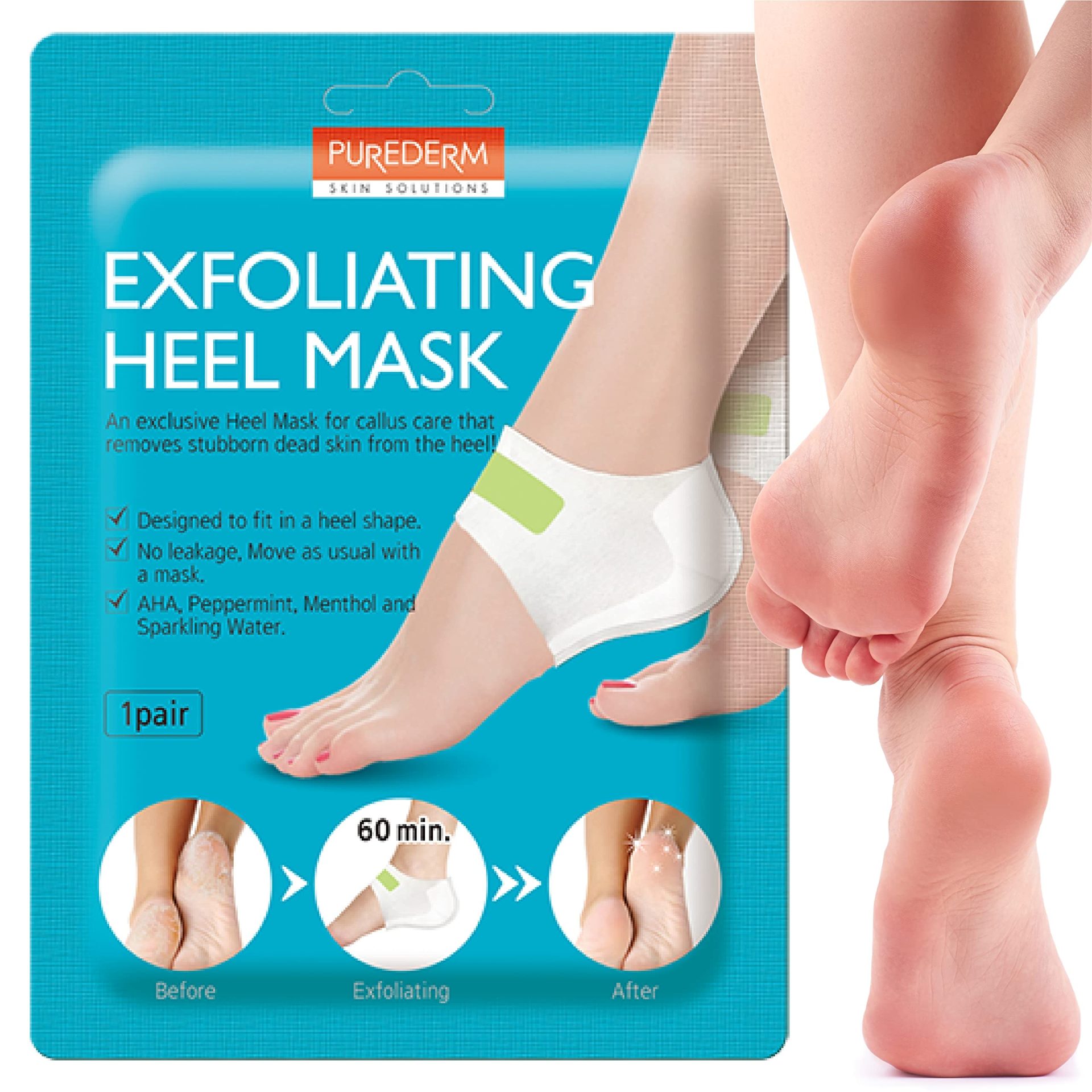 PUREDERM Exfoliating Heel Mask, 1 pair