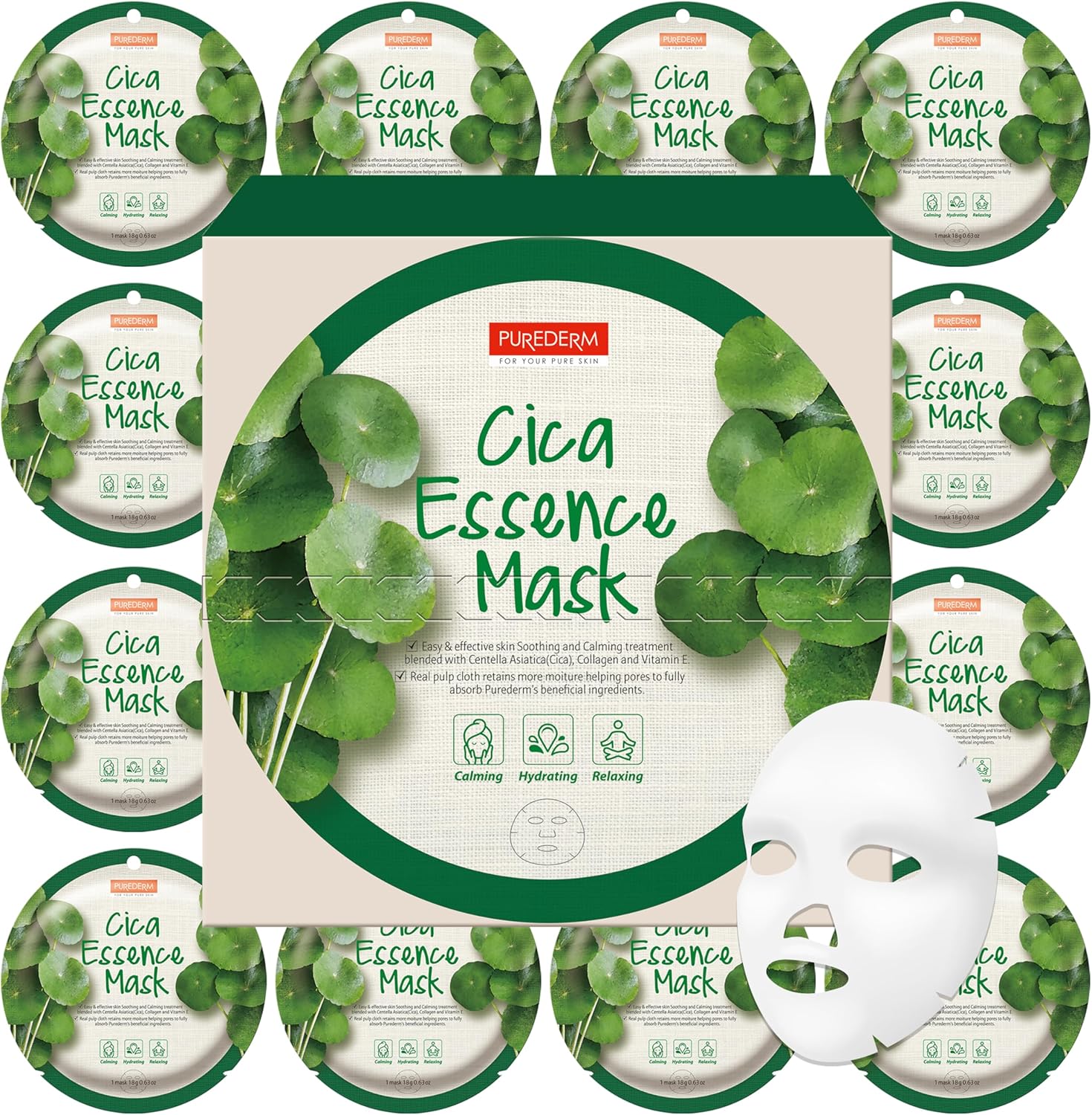 PUREDERM CICA Essence Mask (Circle), 18 g