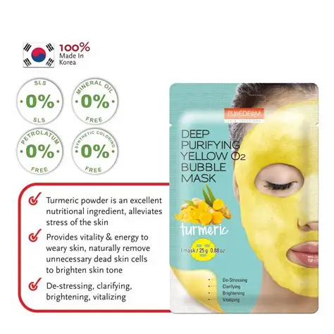 PUREDERM Deep Purifying Yellow O2 Bubble Mask TURMERIC, 20 g - Image 3