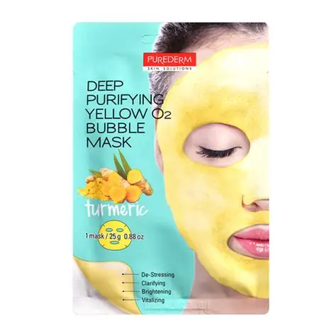 PUREDERM Deep Purifying Yellow O2 Bubble Mask TURMERIC, 20 g