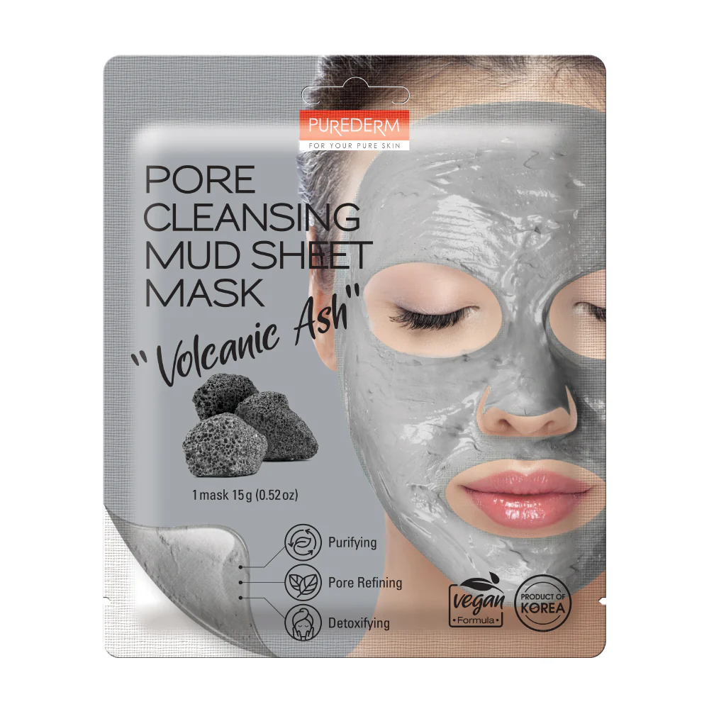 PUREDERM Pore Cleansing Mud Sheet Mask VOLCANIC ASH, 15 g