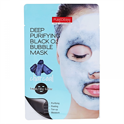 PUREDERM Deep Purifying Black O2 Bubble Mask CHARCOAL, 20 g - Image 2
