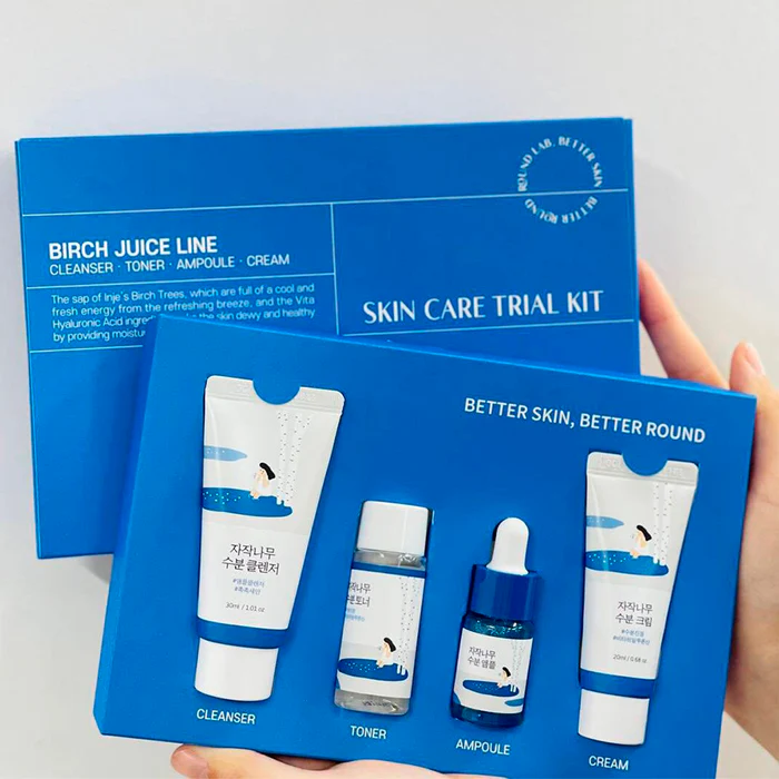 Round Lab – Birch Juice Trial Kit (Cleanser+Toner+Ampoule+Cream)