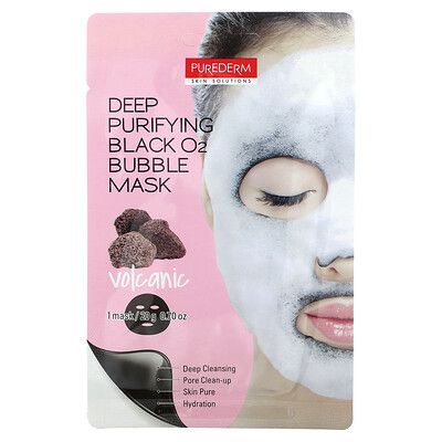 PUREDERM Deep Purifying Black O2 Bubble Mask VOLCANIC, 20 g - Image 2