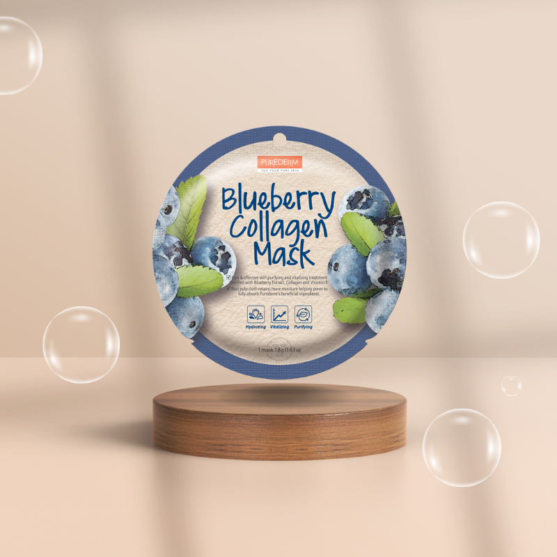 PUREDERM BLUEBERRY Collagen Mask (Circle), 18 g
